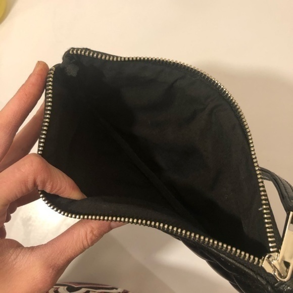 Marc Jacobs black quilted leather wristlet bag